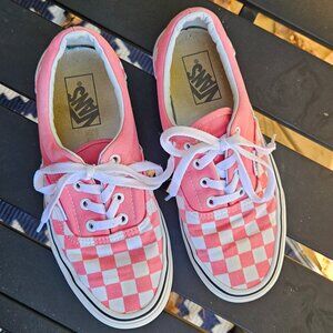 White and Pink Checkered Vans womens sz 7.5 mens sz 6